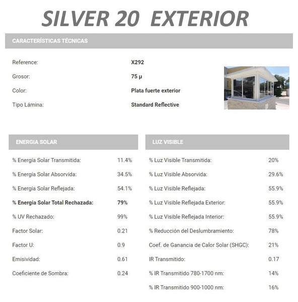 SILVER 20 HP EXTERIOR ( 73 CM X 400CM ) COLOR PLATA