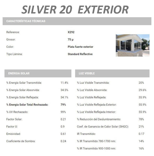 SILVER 20 HP EXTERIOR ( 110 CM X 400CM ) COLOR PLATA